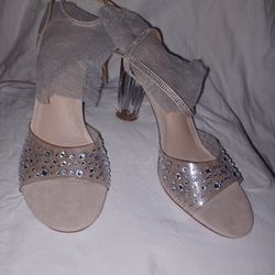 Sz 11 BLING!!! Acrylic / Crystal Heels Withankle Straps