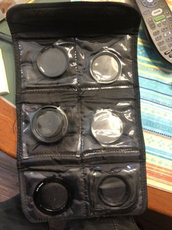 3 camera filters plus Tiffen 6 filter case