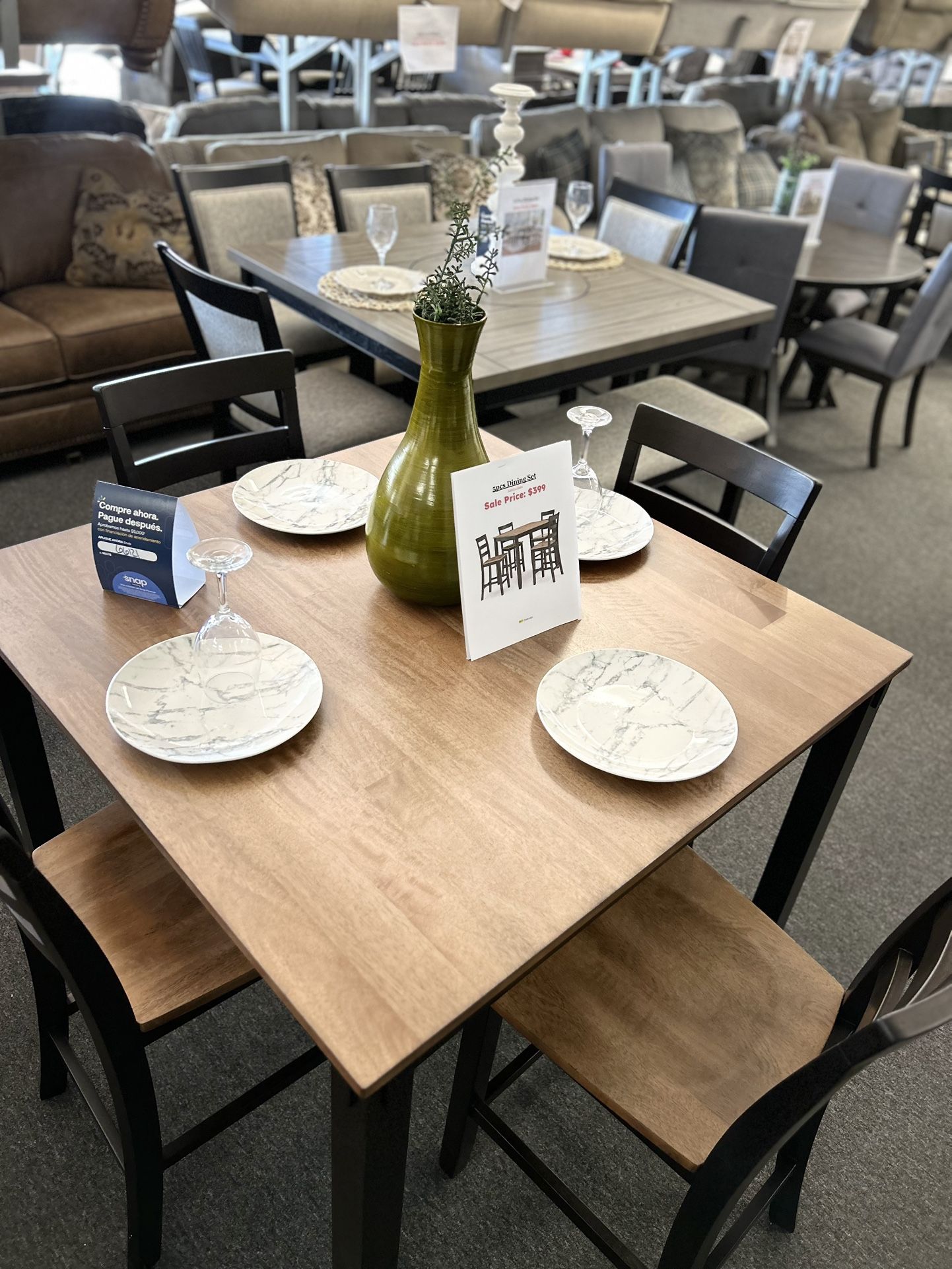 High Top Wood 5 Pc Dining Set  A Super Sale