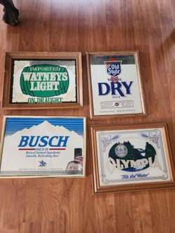 4 vintage Beer Mirrors Bar Pub Mancave