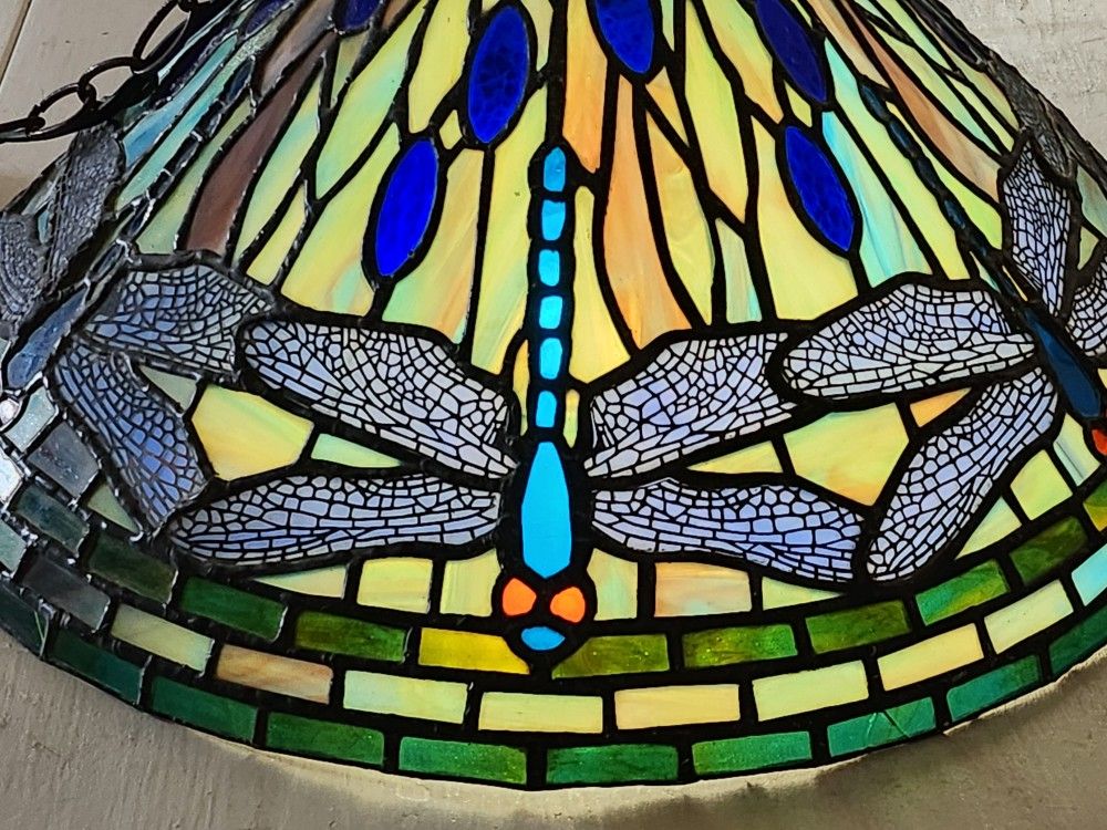 Vintage, Stained Glass, Hanging Chandelier