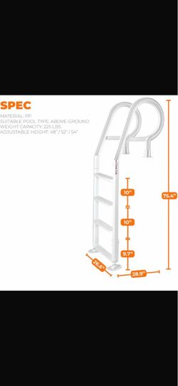 XtremepouwerUS Heavy Duty Deck Entry Ladder Anti Slip Plastic Step Pool Ladder for Adjustable 48-54 Inch Above Ground or In Ground Swimming Pools 63 $