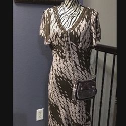 Vintage NWT (never been used) Spenser Jeremy long brown short-sleeved stretchable dress Sz 10