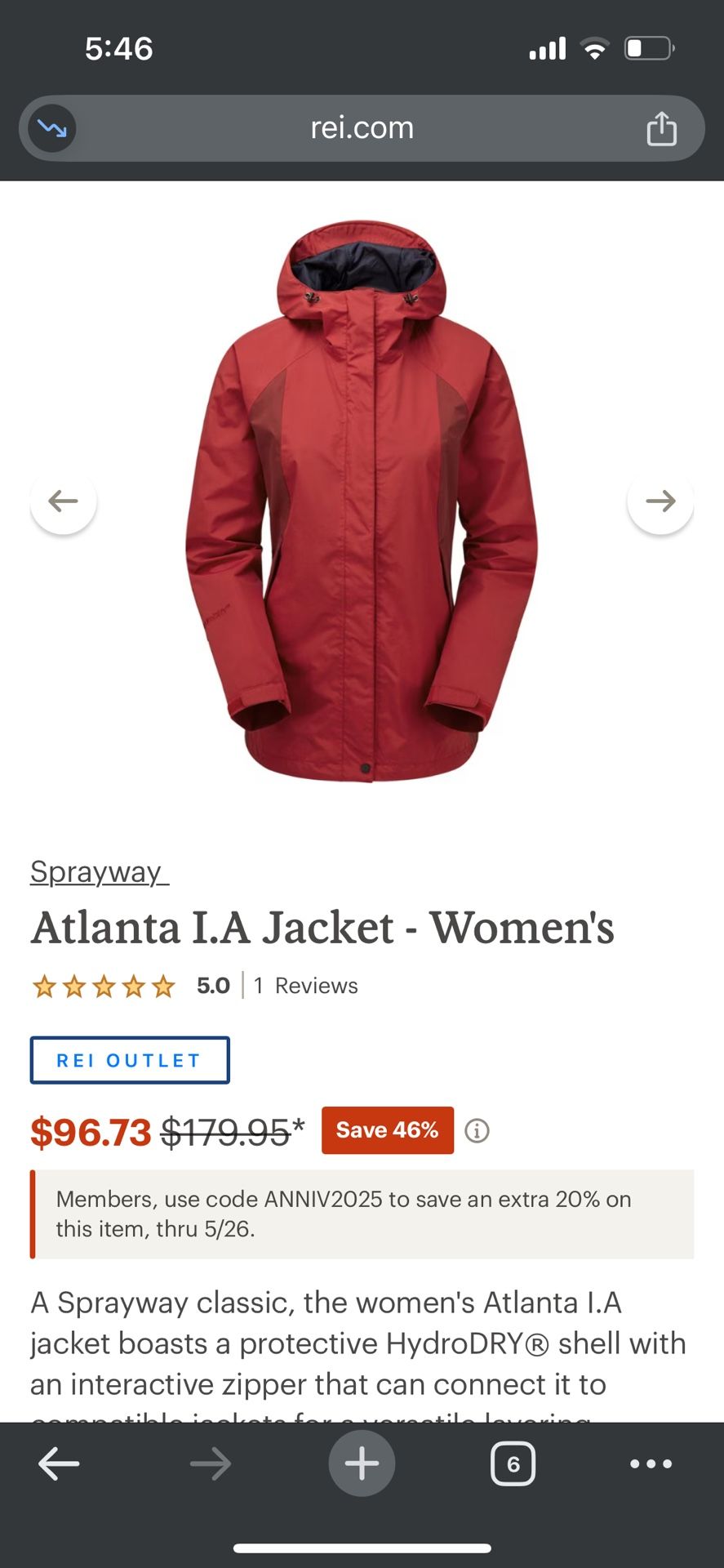 Women’s Sprayway Atlanta AI rain Jacket - Medium