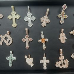 💎Real solid 925 silver 18k white gold vvs lab made moissanite diamond Pendants  💎