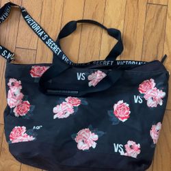 Victoria’s Secret Floral Tote Bag Large Canvas Weekender Bag