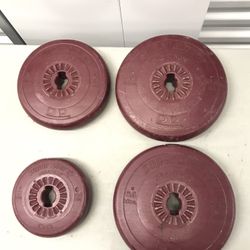Lot of 4 Vintage Super Star Orbatron Weight Plates - 2x14.3lbs, 8.8lbs & 4.4lbs