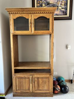 Oak Wood TV and Curio Display Cabinets