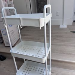 3 Tier Rolling Cart - White