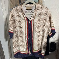 Gucci Equestrian Printed Silk Shirt 