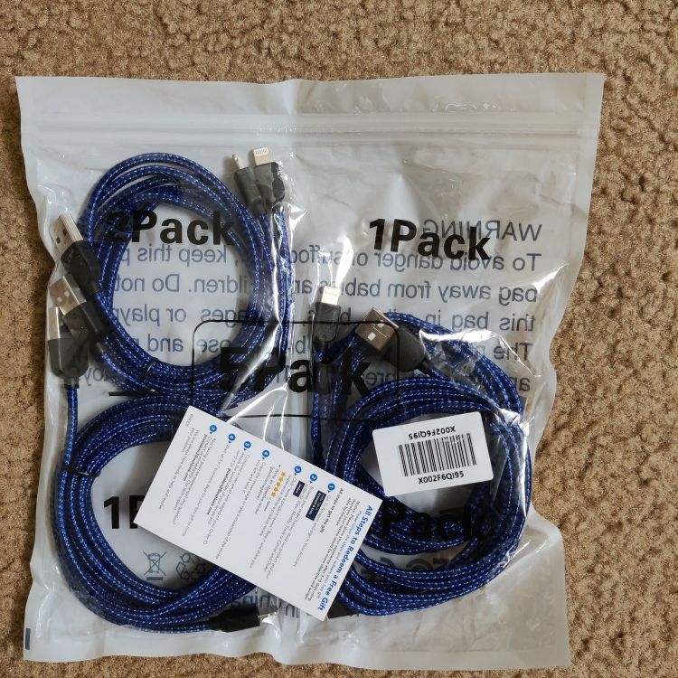 5 Pack iPhone Charger Data Cables