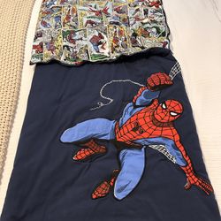 Pottery Barn kids Spider-Man Sleeping Bag w/LUCA embroidered