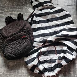 Skip-Hop Black Diaper Bag & Lumiere Strip Shopping Cart Cover