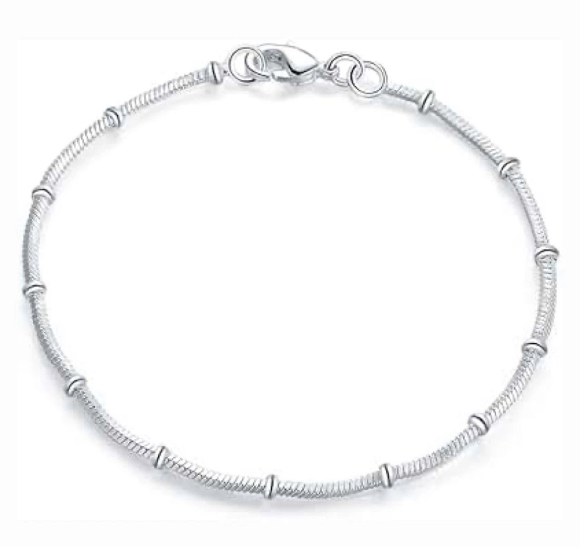 Delicate 1mm Wide Italian .925 Sterling Silver Snake Bone Chain Bracelet 8”
