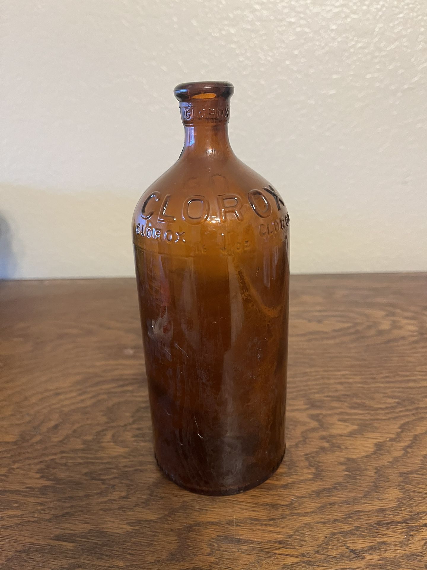 Vintage Brown Glass Clorox Bottle 