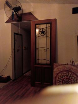 Wooden Door with Star Leaded Glass Insert