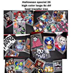 New dtf 26 Halloween heat transfers iron friendly lg sz high color