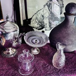 Vintage Glass Bottles, Pitchers, And Jars