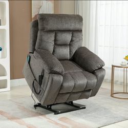 Large Power Lift Chair Recliner Oversized for Elderly, Heavy Duty Electric Lift Recliner with Heat Therapy and Massage, 180 Degrees Lying Flat Recline