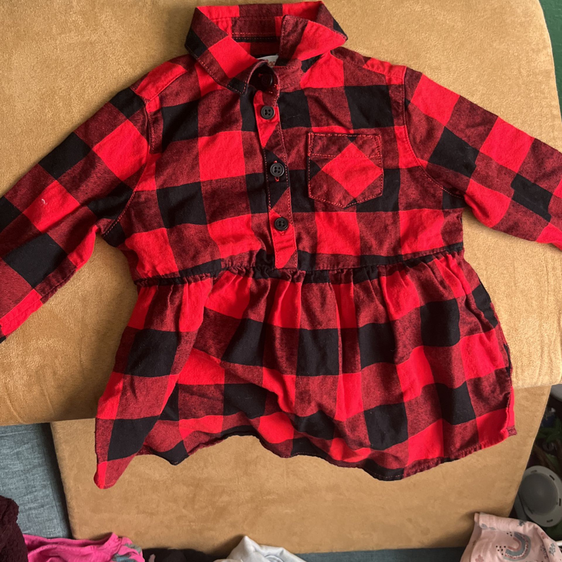 Black And Red Plaid Shirt Size 3 Baby Girl 