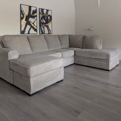 Living Spaces Greige Sectional Sofa - Free Local Delivery