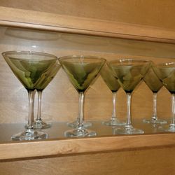 Set Of 8 Glass Martini Glasses