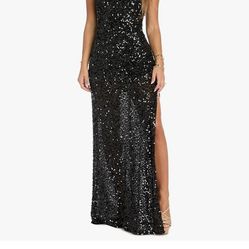 Women's Sequin Embellished High Neck Maxi Gown