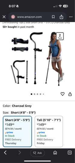 Millennial Medical In-Motion Pro crutches: 4’8”-5’9”