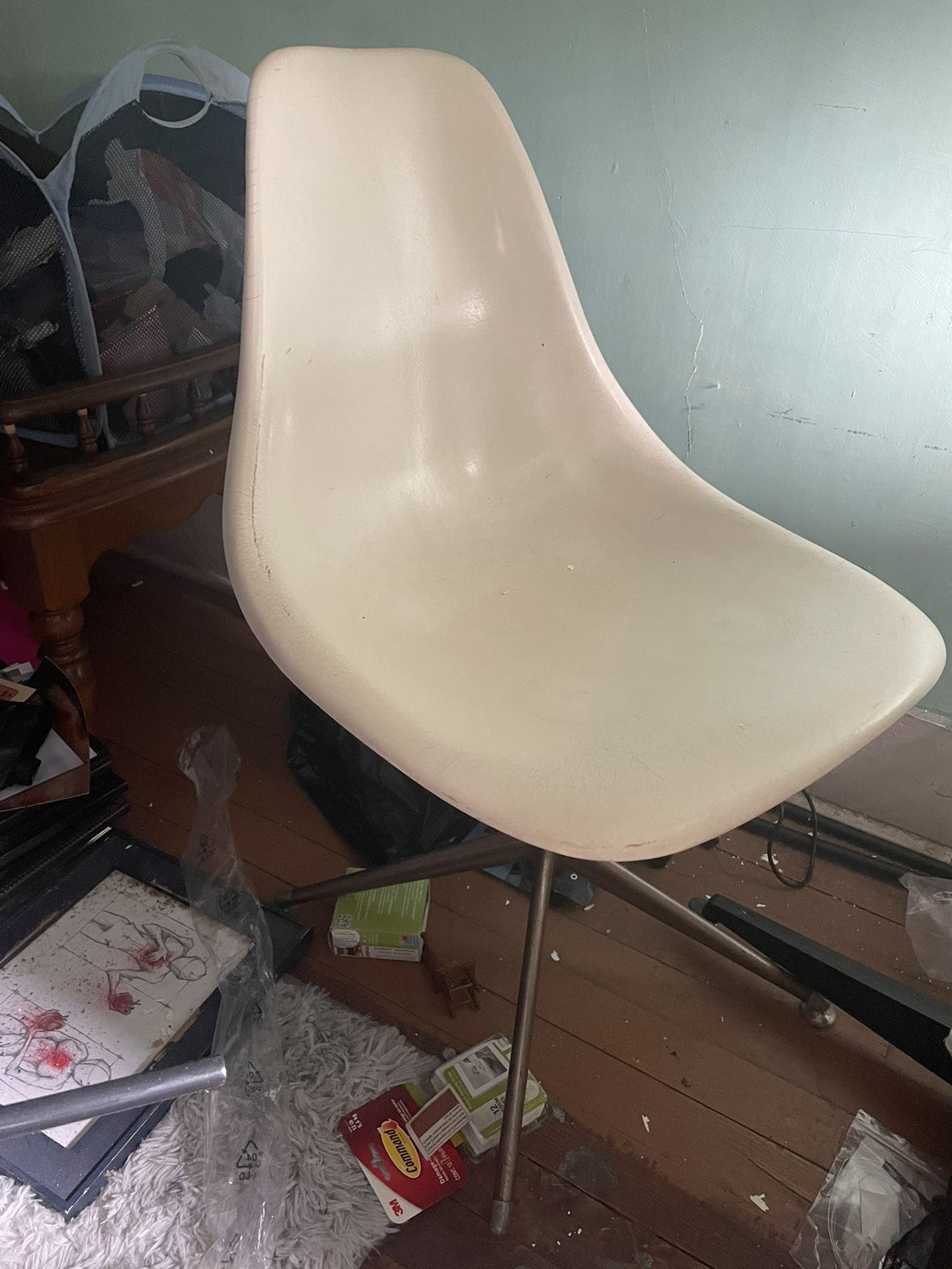 Vintage Mid Century Modern White Side Chair