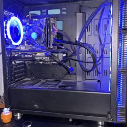 Gaming Pc With Blue Fan Lighting