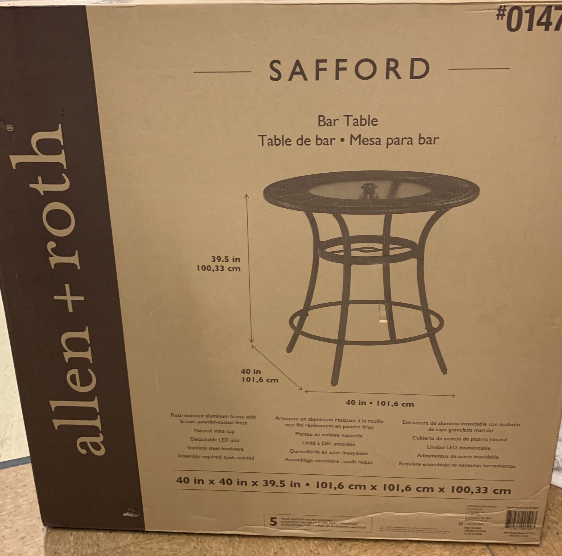 Allen and Roth Outdoor Bar Table Brand New Never Used