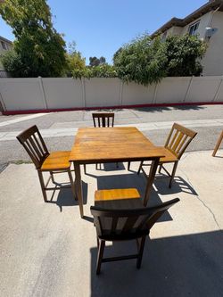 Small square wood dining table w/ 4 chairs