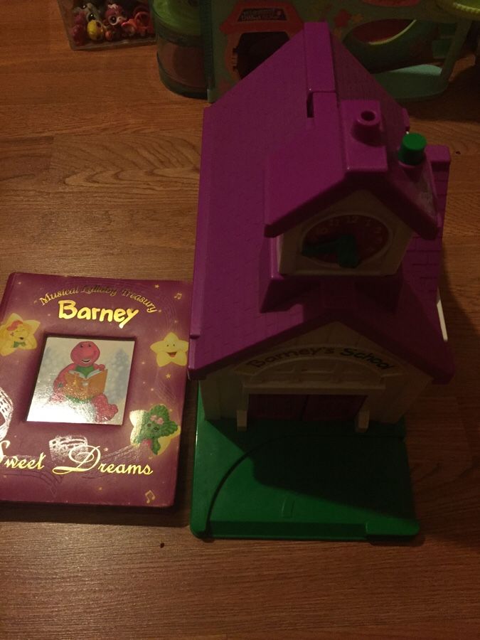 Barney musical book & toy school. Used. Both for $12!!!