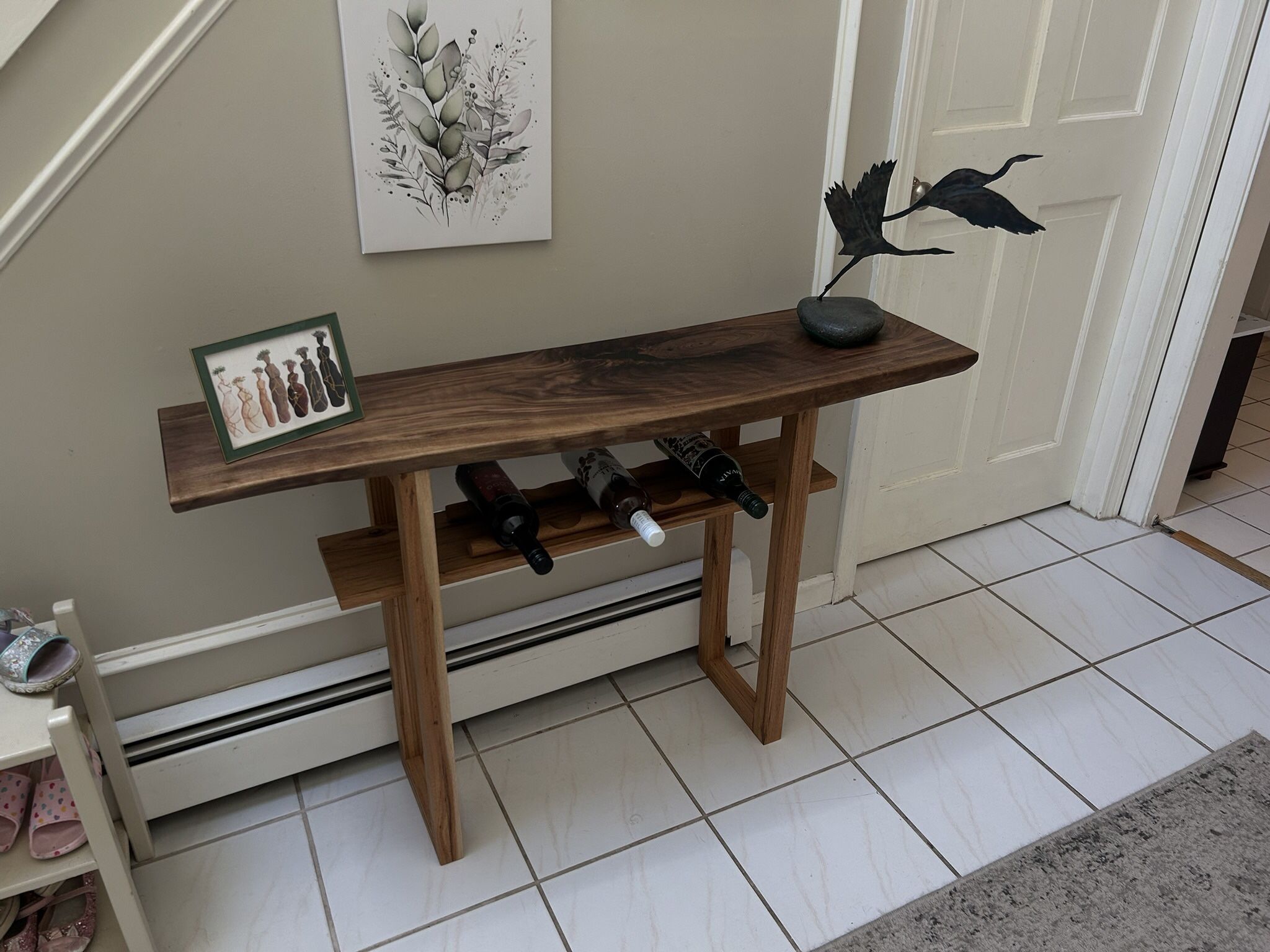 Handmade Walnut Live Edge Console Table