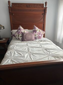 Antique Victorian Carved Wood Bed Frame