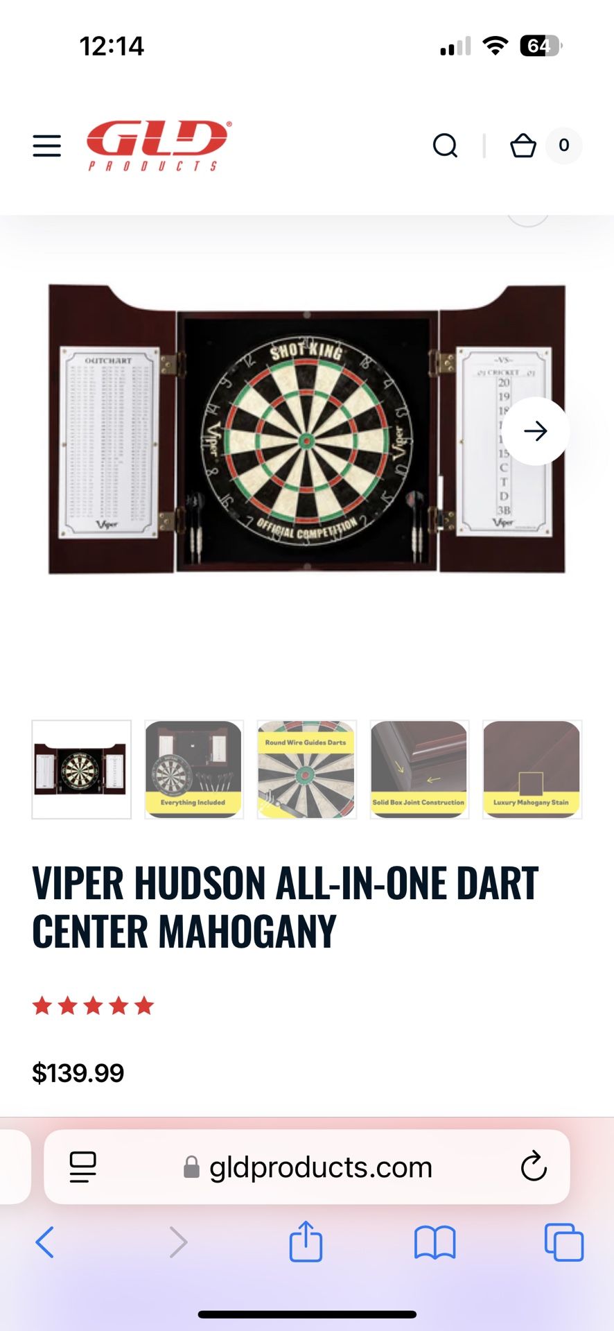 VIPER HUDSON ALL-IN-ONE DARTCENTER MAHOGANY