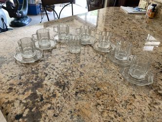 Espresso cups hexagon shape with saucers