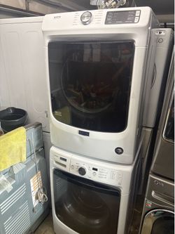 Maytag  Stackable  Washer and gas dryer  Excellent working condition  Heavy duty  Commercial quality  W27 D31.5 H77 Washer 4.5 cu ft Dryer 7.4 cu ft 3
