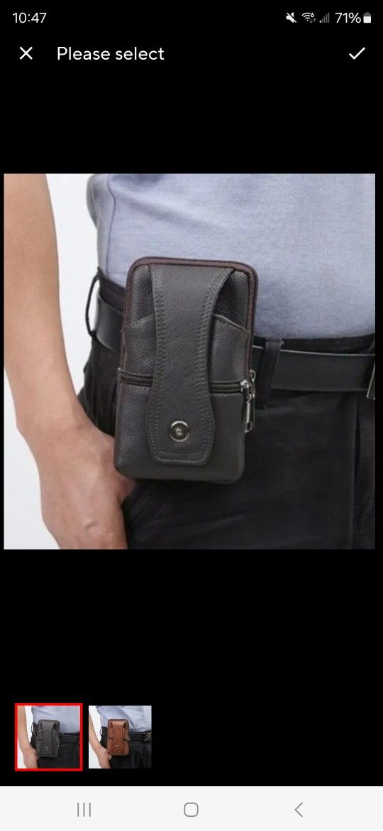 Black Leather Waist Belt Bag! New!