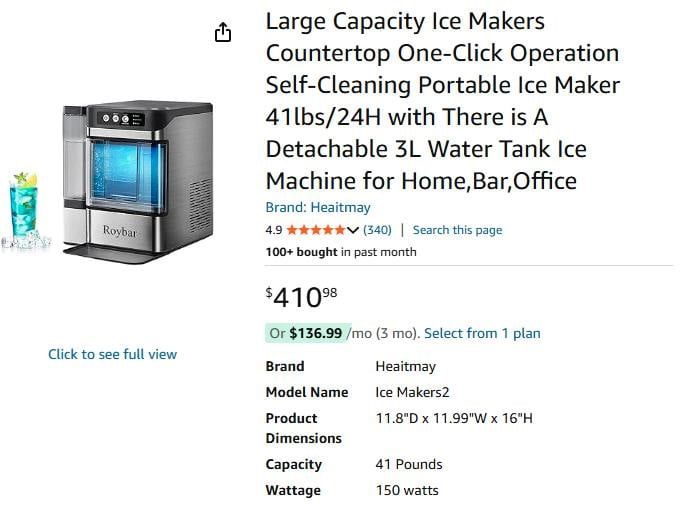 Ice Makers Countertop One-Click Operation Self-Cleaning Portable Ice Maker 41lbs/24H