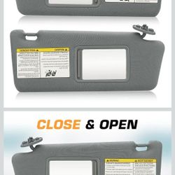 TadaMark Left Driver & Right Passenger Sun Visor Fit for Toyota Tacoma 2005 2006 2007 2008 2009 2010 2011 2012 2013 2014 2015 Gray Without Light Repla