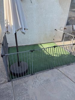 Baby gate and turf area (play area)