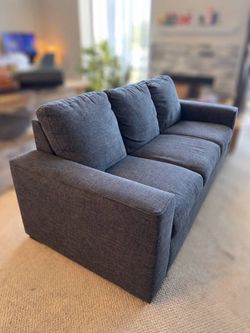 3-Seat Dark Gray Fabric Sofa