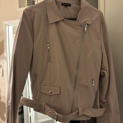 Womans Leather Jacket XL Nude Pink