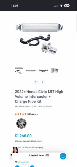 2022+ Honda Civic 1.5T High Volume Intercooler + Charge Pipe Kit