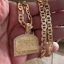 Gold Filled Chain With Last Supper Pendant