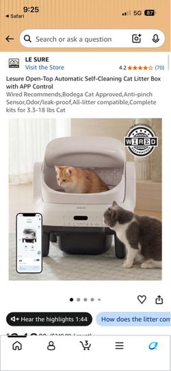 Lesure Open-Top Automatic Self-Cleaning Cat Litter Box with APP Control Wired Recommends,Bodega Cat