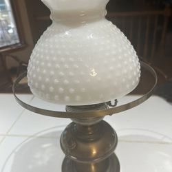 Vintage Hurricane Brass Lamp Excellent Condition Milk Glass