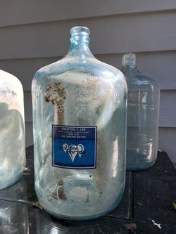 Vintage Arrowhead Puritas 5 Gallon Water Bottle Blue Glass w/ Embossed Arrows