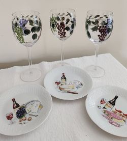 Wine Glasses and Plates